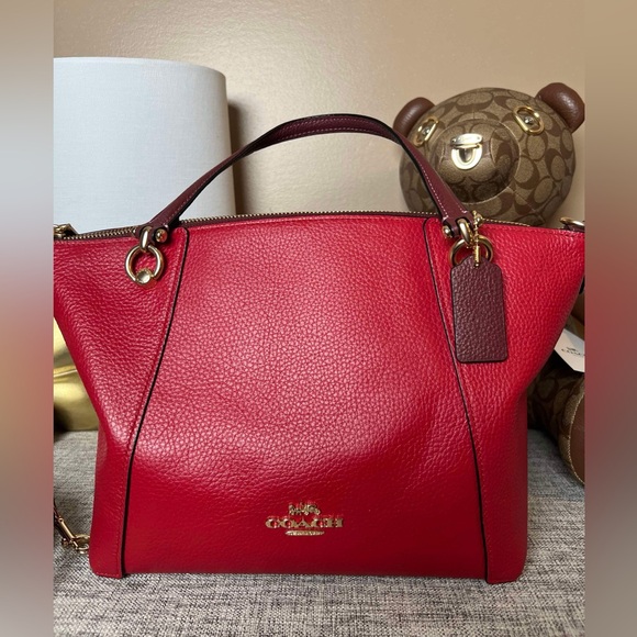 $179(NWT)Coach Kacey Satchel Color-block  Crossbody. Apple Red Color - Picture 6 of 7